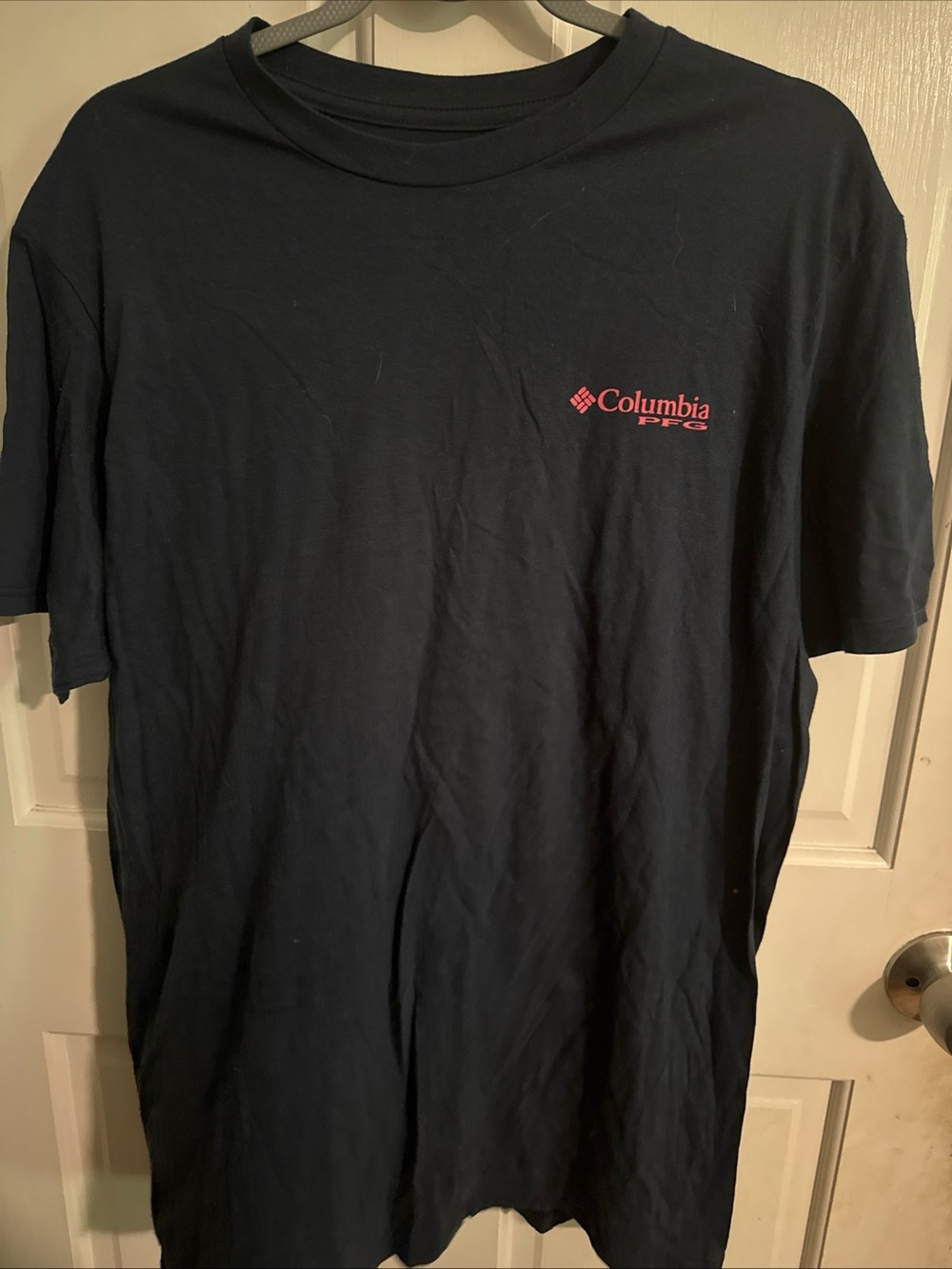 Columbia Navy Short Sleeve Tee with Red Logo